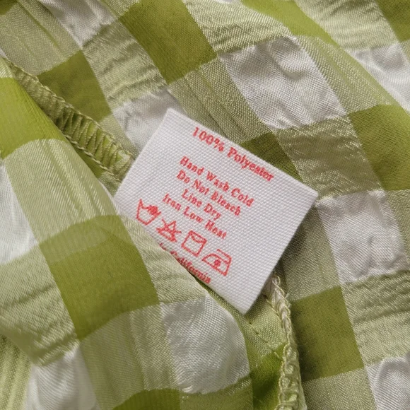 Lisa Says Gah Olive Gingham Dahlia Dress Green White Plaid Size Small NWT - Picture 6 of 6